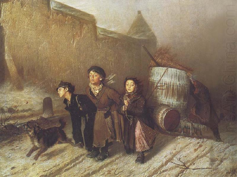 Apprentices Pulling a Water Barrel, Vasily Perov